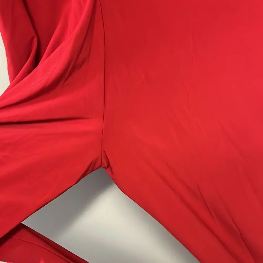 Bebe Red V-Neck Sleeveless Ruffled Wide Leg Back Zip-Up Jumpsuit- Size 6